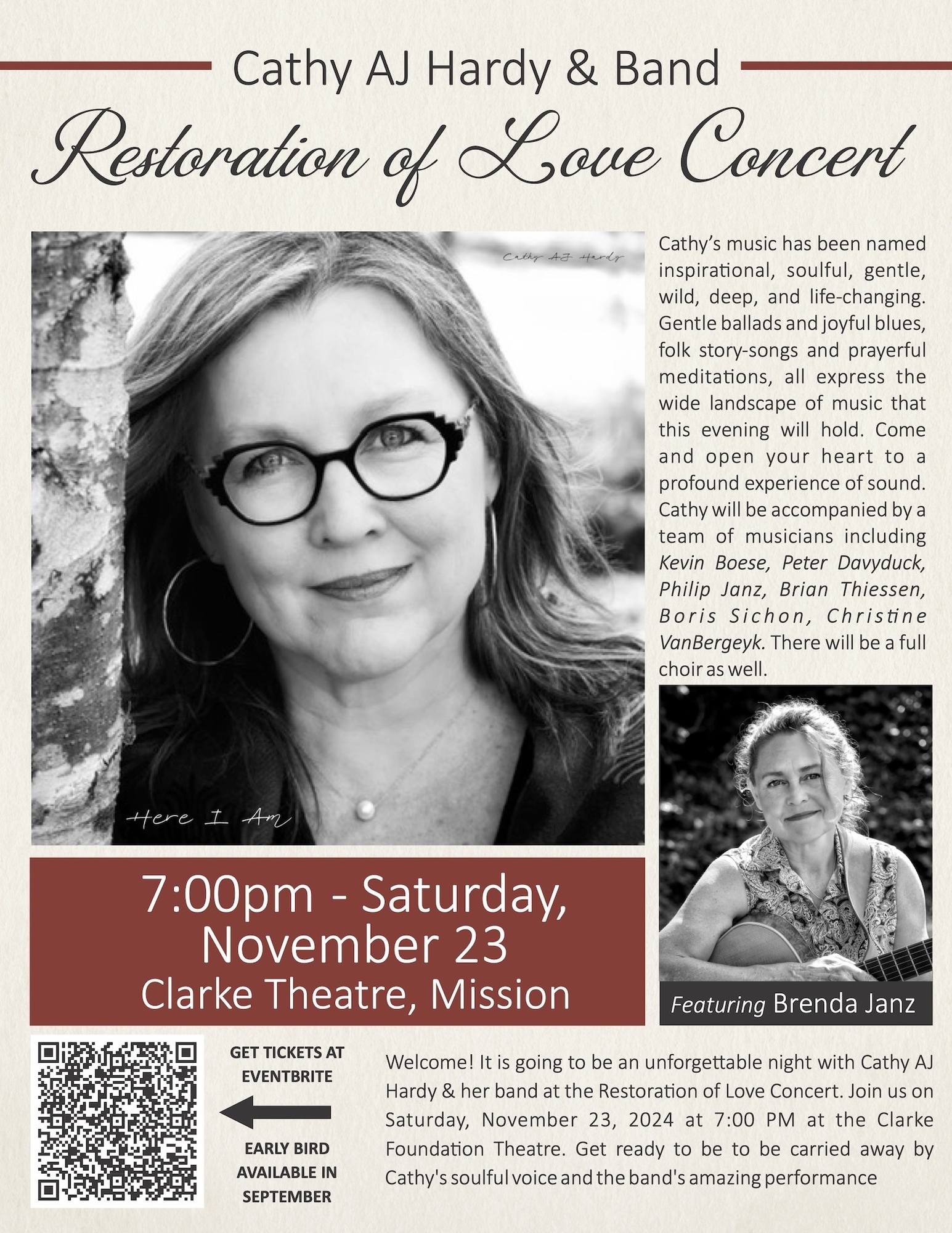 Concert Poster for Cathy Hardy featuring Brenda Janz